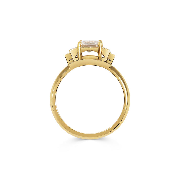 1.0CT Peach Radiant Cut Five Stone Lab Grown Engagement Ring