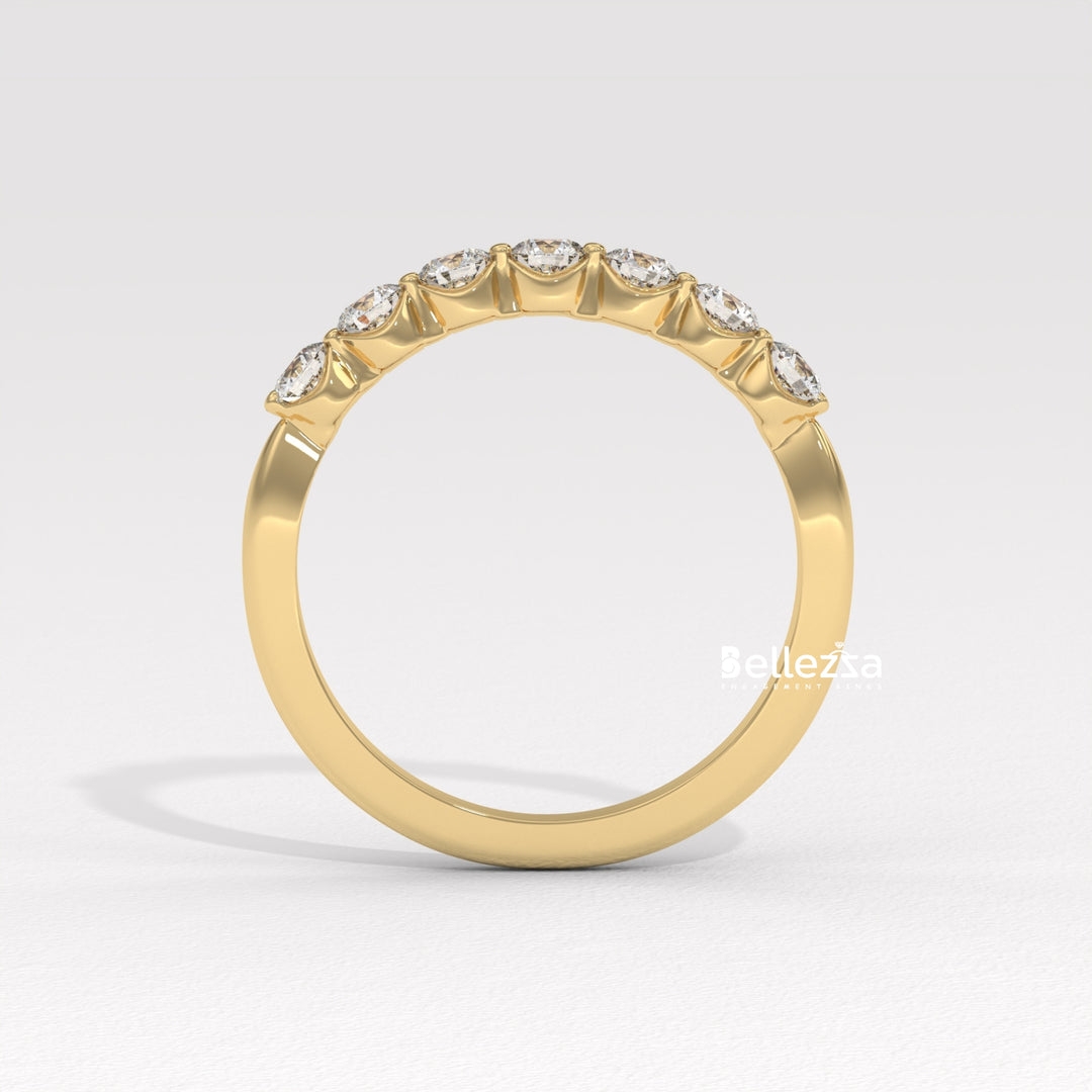 Round Diamond Half Eternity Pave Setting Lab Grown Wedding Band