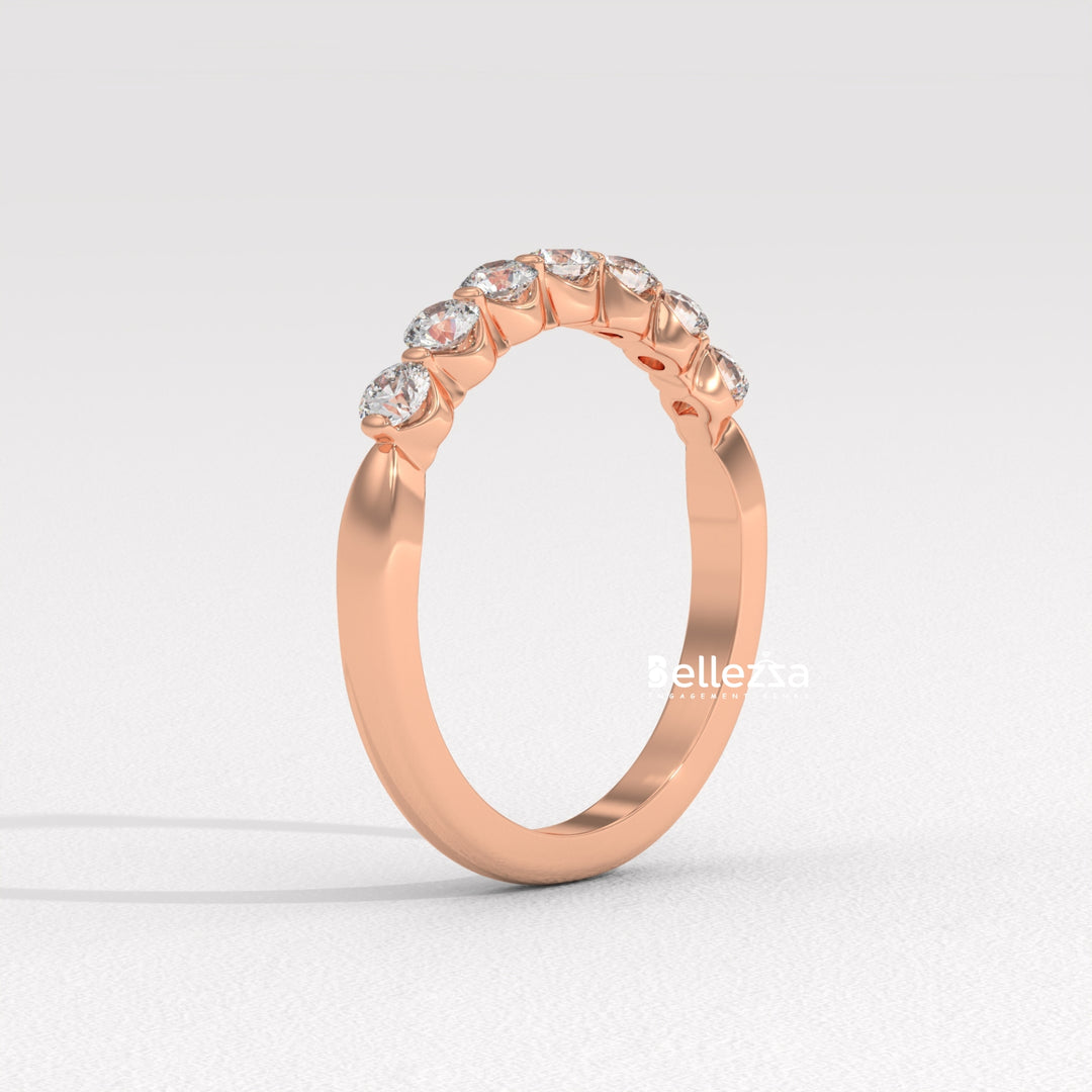 Round Diamond Half Eternity Pave Setting Lab Grown Wedding Band