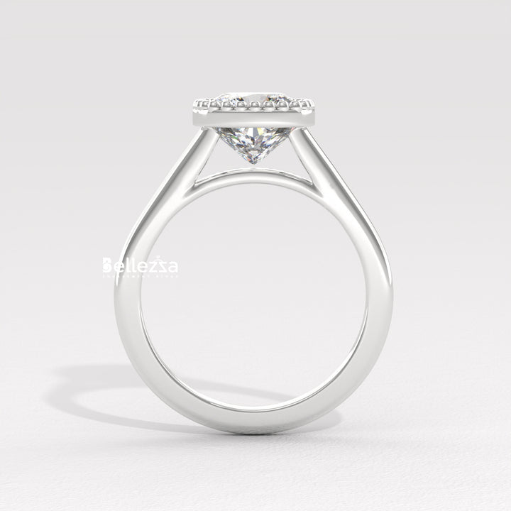 1.0-2.0CT Cushion Diamond Vintage Bezel Setting Lab Grown Engagement Ring