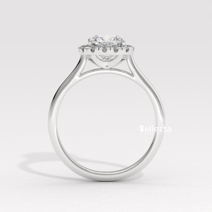 1.0-2.0CT Cushion Cut Lab Grown Diamond Halo Setting Engagement Ring
