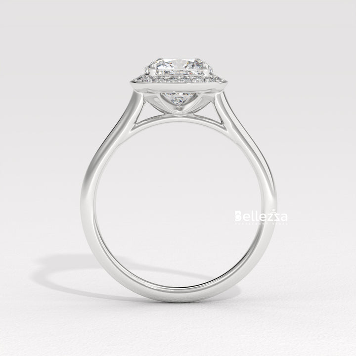 1.50-2.50CT Cushion Cut CVD Diamond Halo Setting Engagement Ring