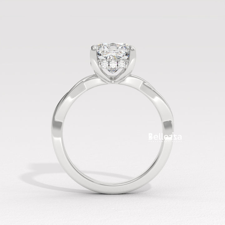 1.50-2.50CT Cushion Cut CVD Diamond Twisted Engagement Ring
