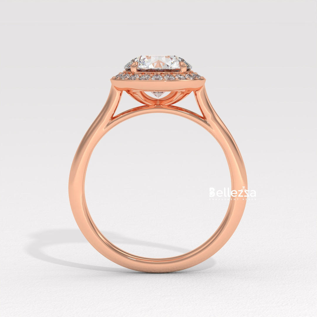 1.50-2.50CT Round Cut CVD Diamond Halo Setting Engagement Ring