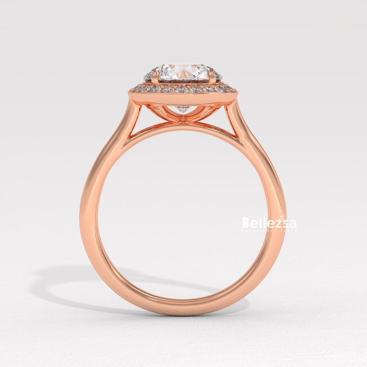 1.50-2.50CT Round Cut CVD Diamond Halo Setting Engagement Ring