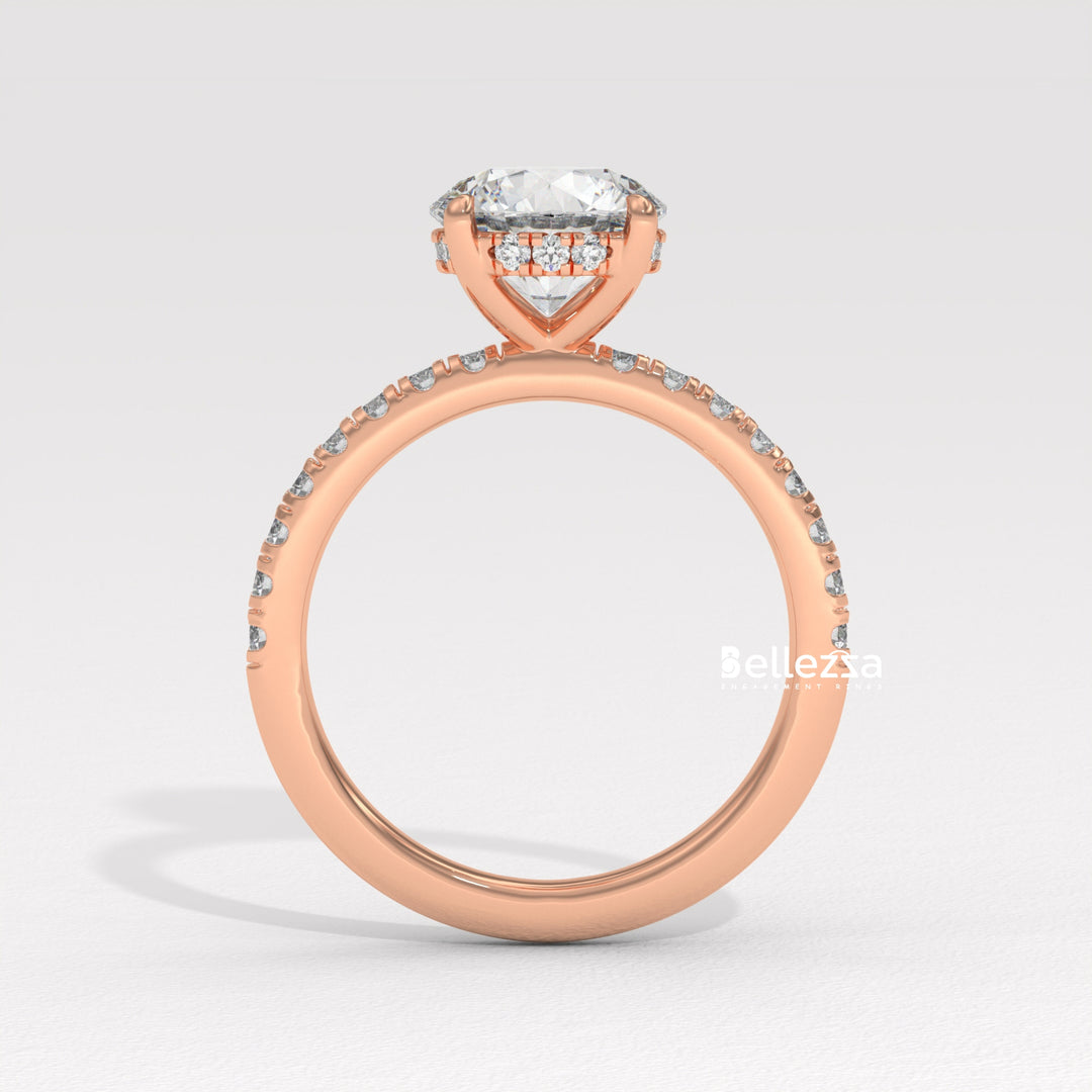 1.50-2.50CT Round Cut Hidden Halo Lab Grown Engagement Ring