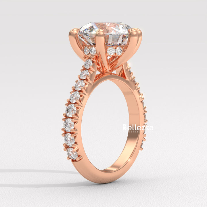 1.50-2.50CT Round Diamond Pave Setting Lab Grown Engagement Ring