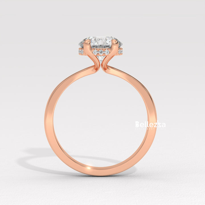 1.0-2.0CT Round Cut Hidden Halo CVD Diamond Engagement Ring