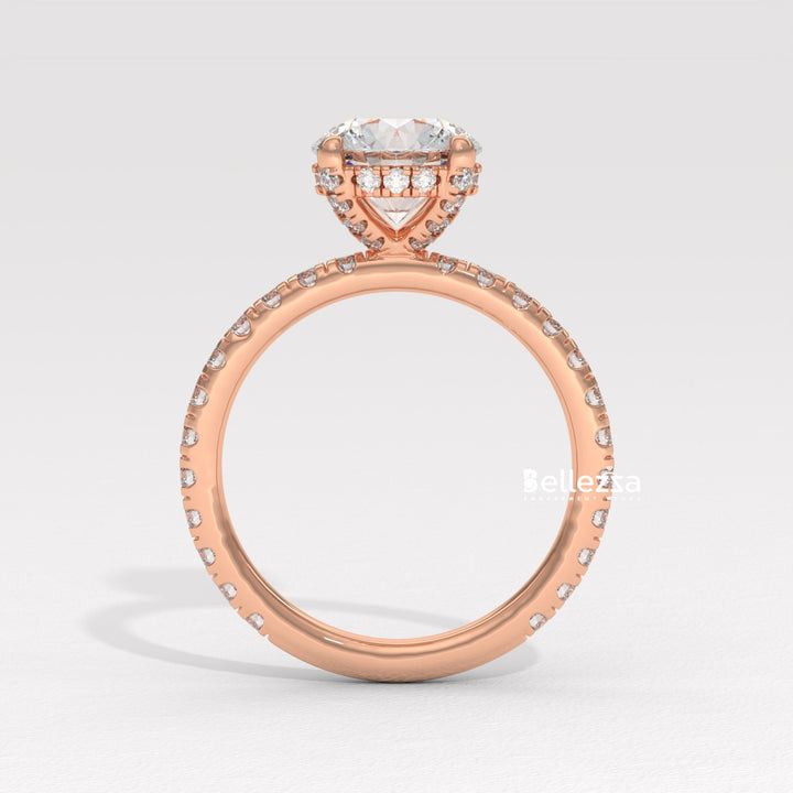 1.50-2.50CT Round Cut Lab Grown Diamond Pave Setting Engagement Ring