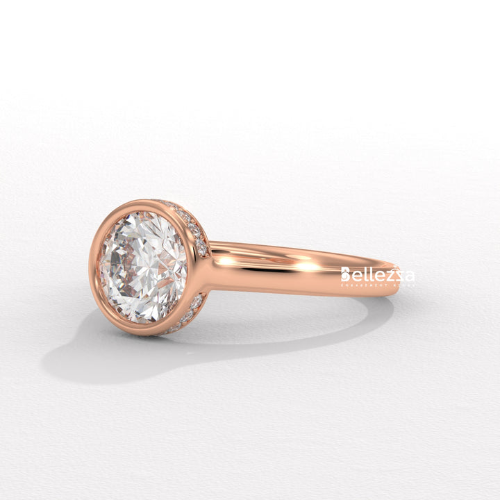 1.50-2.50CT Round Diamond Bezel Setting Lab Grown Engagement Ring