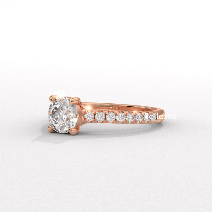 0.50-1.50CT Round Diamond Pave Setting Lab Grown Engagement Ring