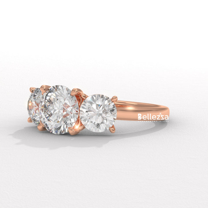 1.50-2.50CT Round Diamond Three Stone Lab Grown Engagement Ring