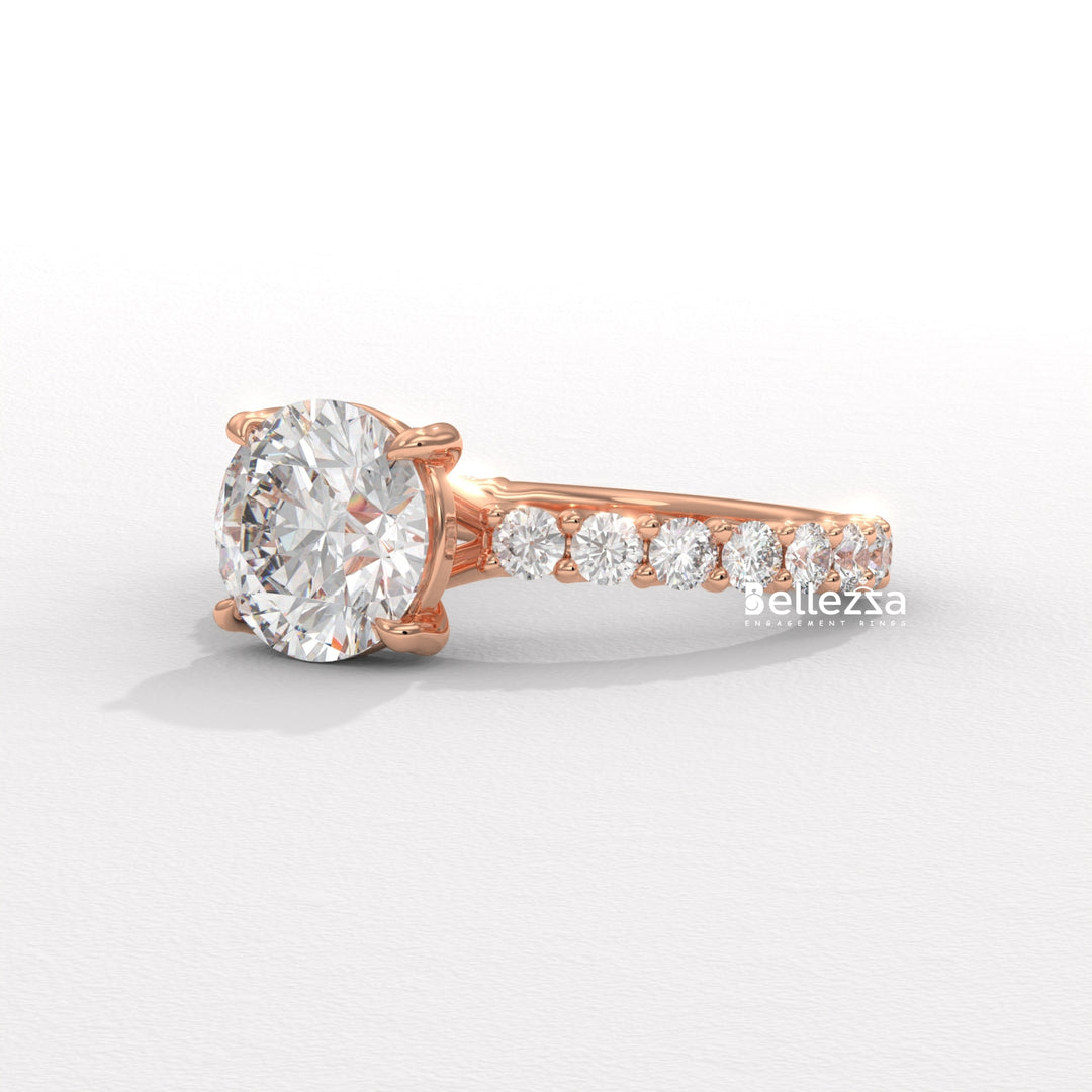 1.50-2.50CT Round Cut Pave Setting Lab Grown Engagement Ring