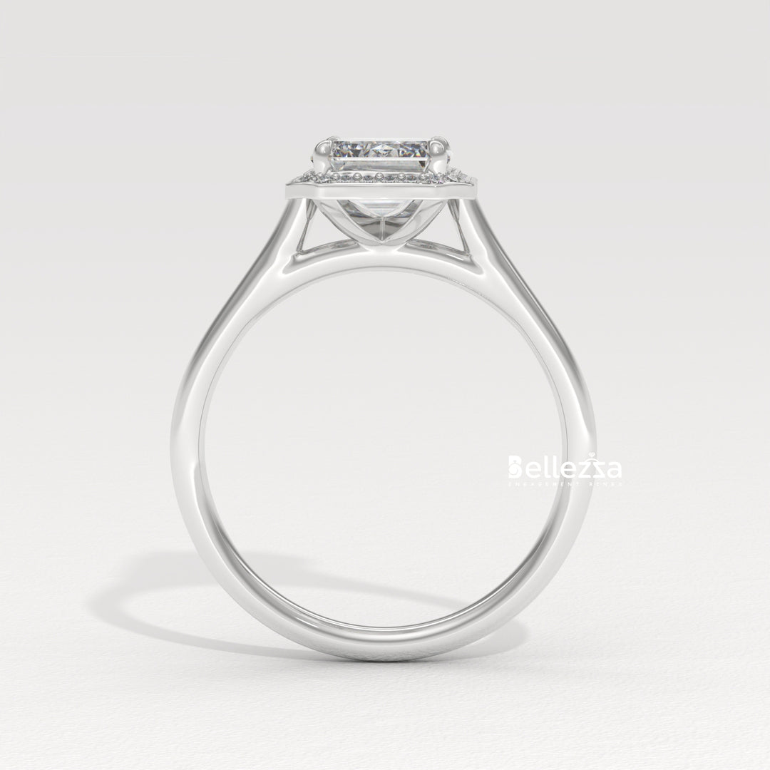 1.50-2.50CT Emerald Cut Lab Grown Diamond Halo Set Engagement Ring