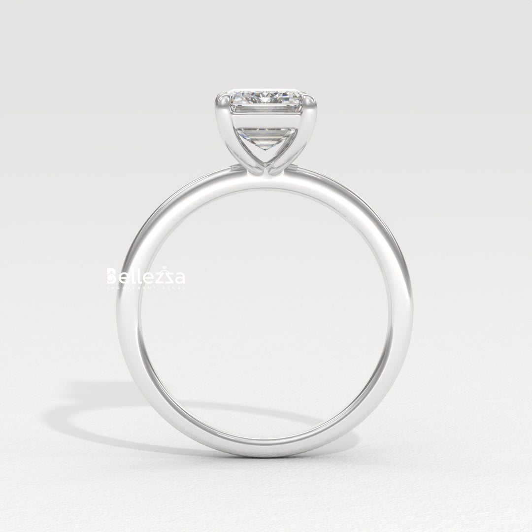 1.0-2.0CT Emerald Diamond Solitaire Setting Lab Grown Engagement Ring