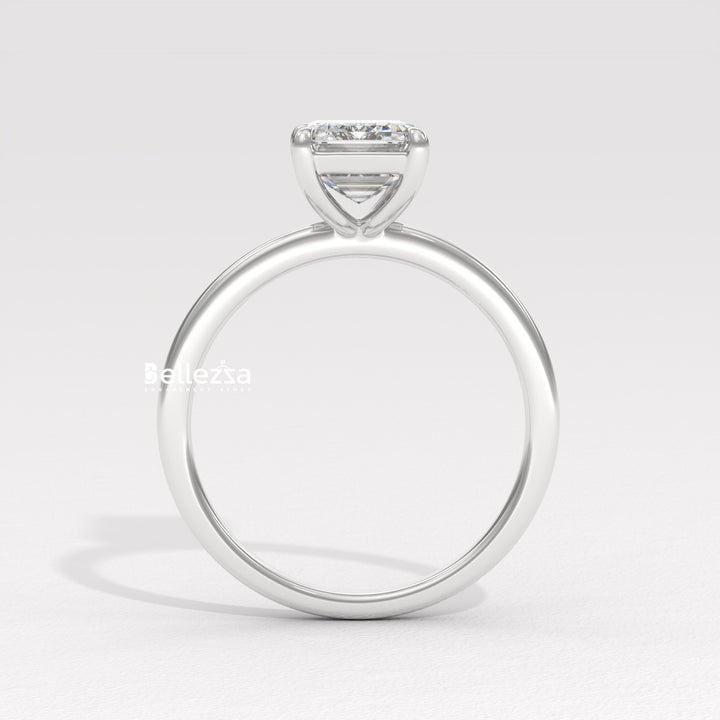 1.0-2.0CT Emerald Diamond Solitaire Setting Lab Grown Engagement Ring