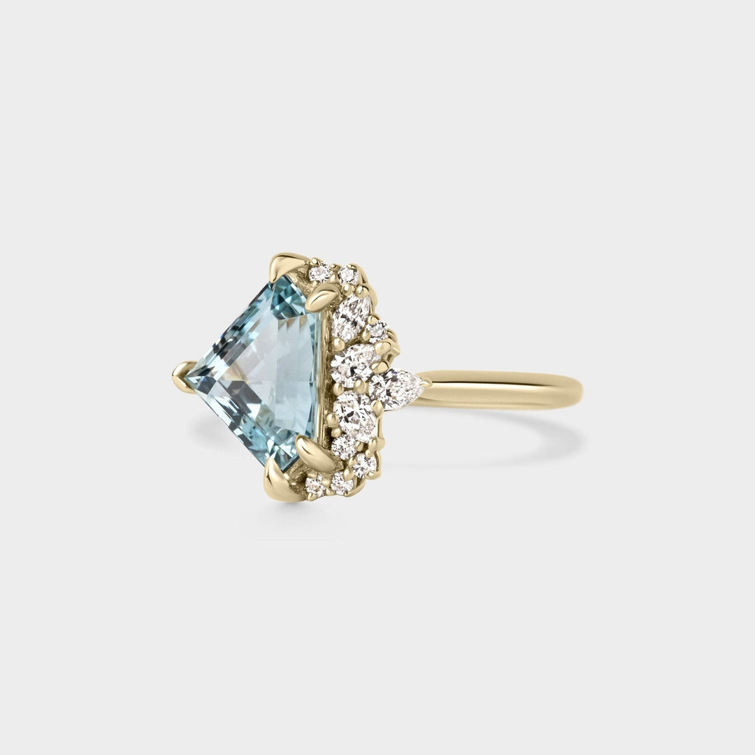 2.0CT Aquamarine Irregular Cut Cluster Setting Lab Grown Engagement Ring