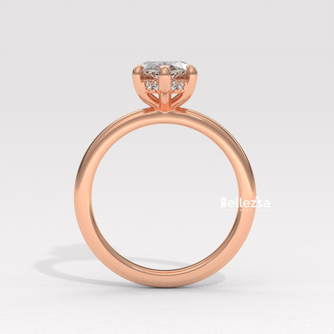 1.50-2.50CT Marquise Cut CVD Diamond Hidden Halo Setting Engagement Ring