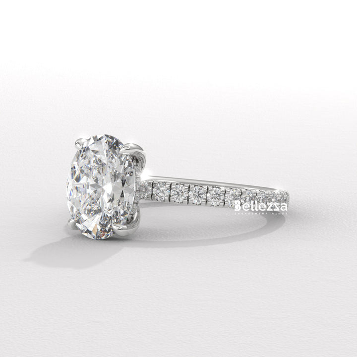 2.0-3.0CT Oval Diamond Pave Setting Lab Grown Engagement Ring