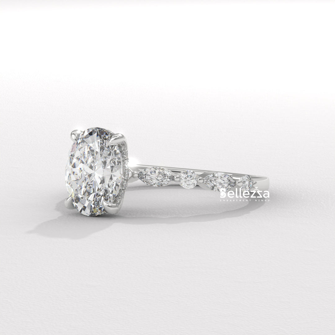 2.0-3.0CT Oval Diamond Pave Setting Lab Grown Engagement Ring