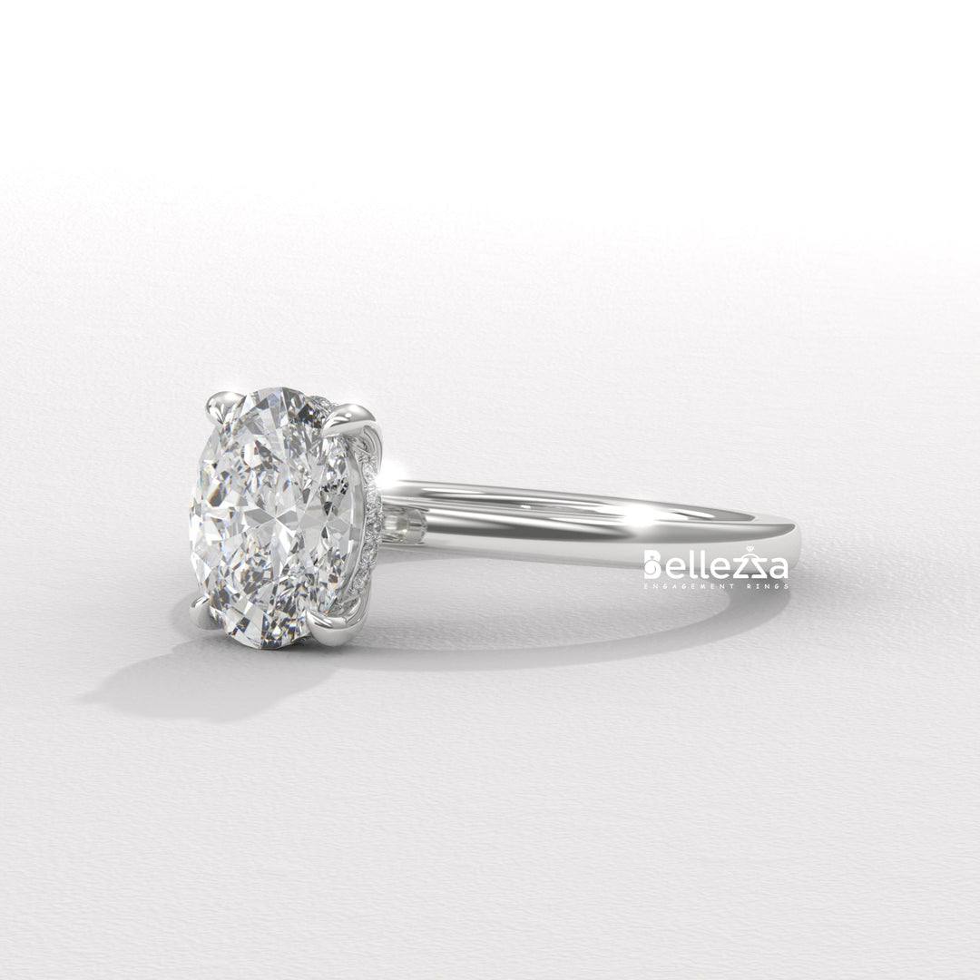 1.50-2.50CT Oval Diamond Hidden Halo Lab Grown Engagement Ring