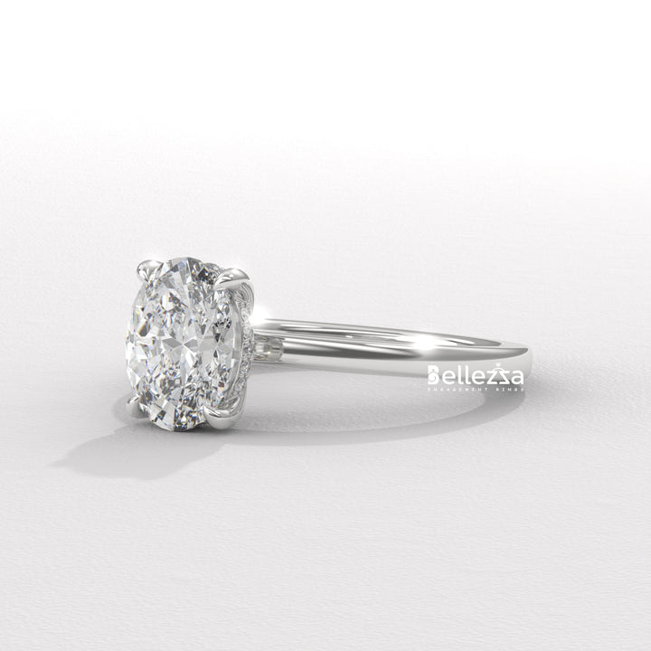 1.50-2.50CT Oval Diamond Hidden Halo Lab Grown Engagement Ring