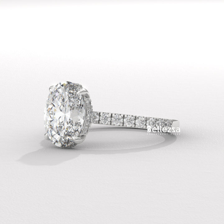 1.50-2.50CT Oval Diamond Hidden Halo Lab Grown Engagement Ring