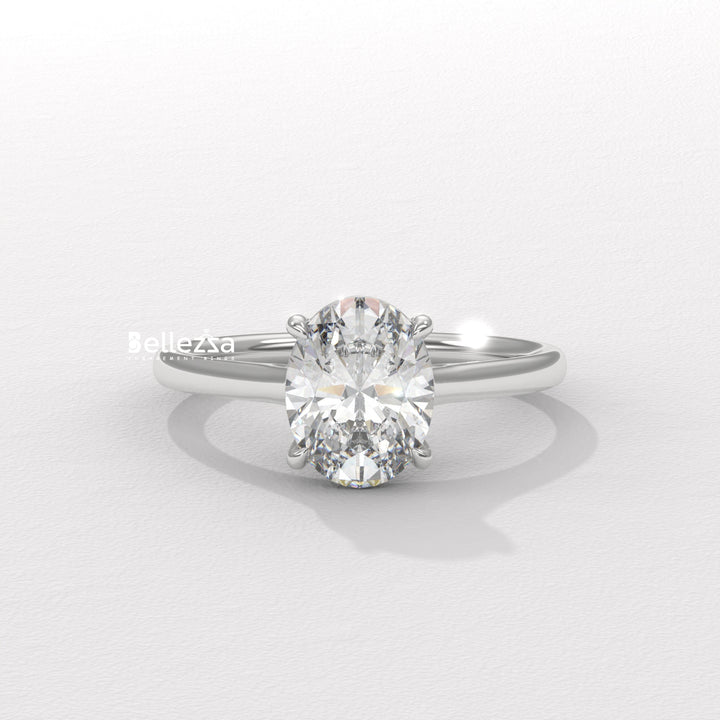 1.0-2.0CT Oval Diamond Solitaire Lab Grown Engagement Ring