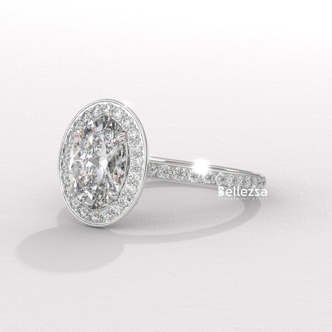 1.50-2.50CT Oval Cut CVD Diamond Halo Setting Engagement Ring