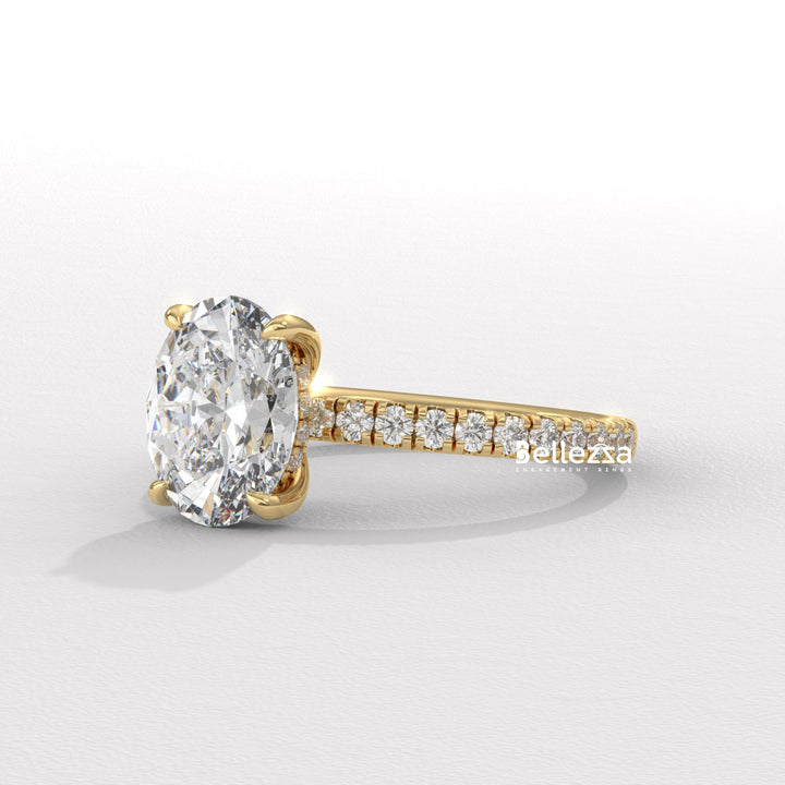 2.0-3.0CT Oval Diamond Pave Setting Lab Grown Engagement Ring