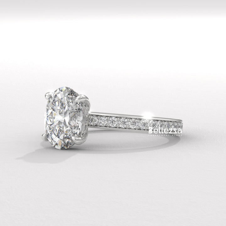 2.0-3.0CT Oval Diamond Pave Setting Lab Grown Engagement Ring