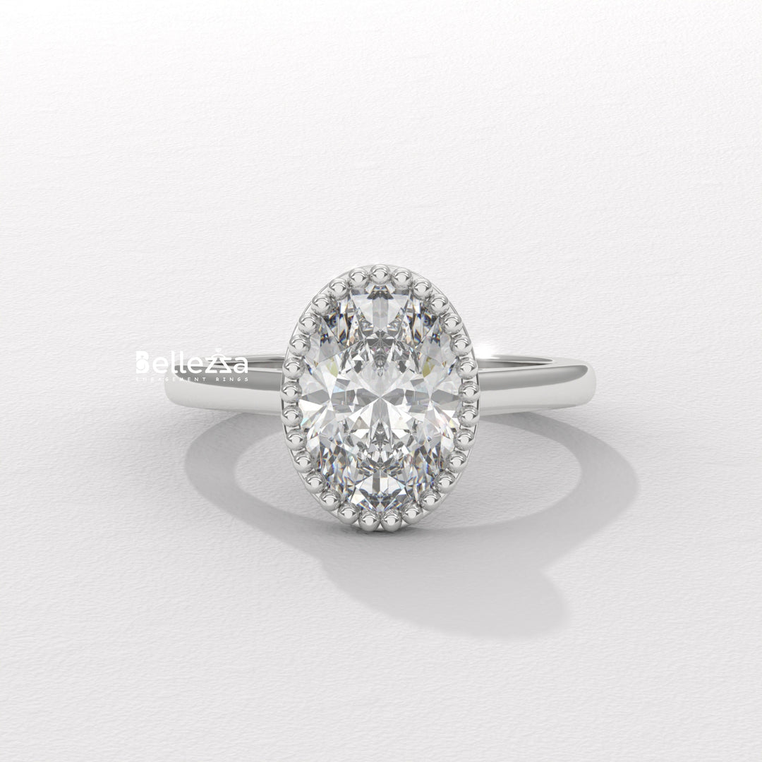 1.50-2.50CT Oval Diamond Vintage Bezel Setting Lab Grown Engagement Ring