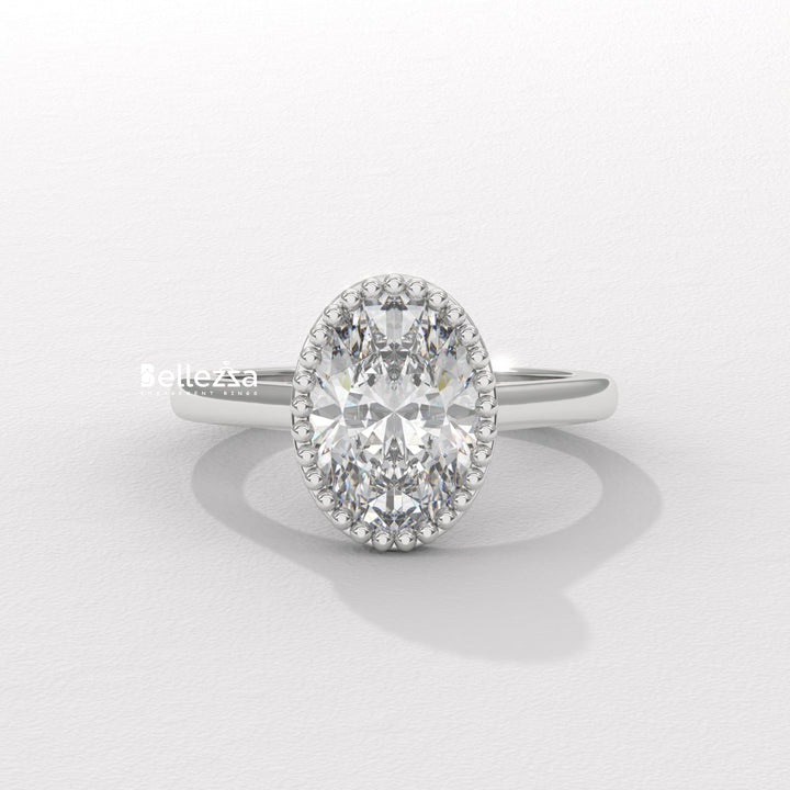 1.50-2.50CT Oval Diamond Vintage Bezel Setting Lab Grown Engagement Ring