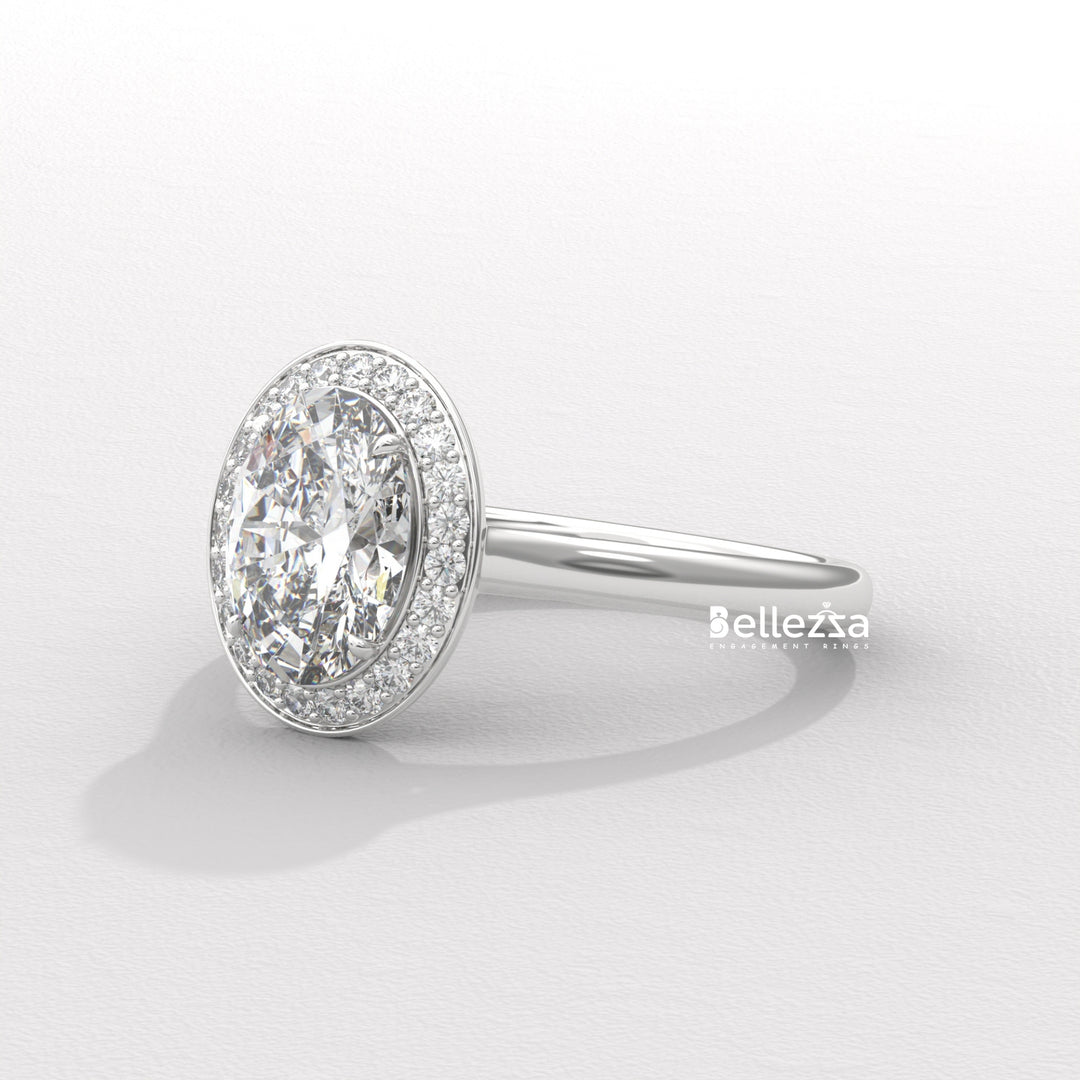 1.50-2.50CT Oval Cut Lab Grown Diamond Halo Setting Engagement Ring