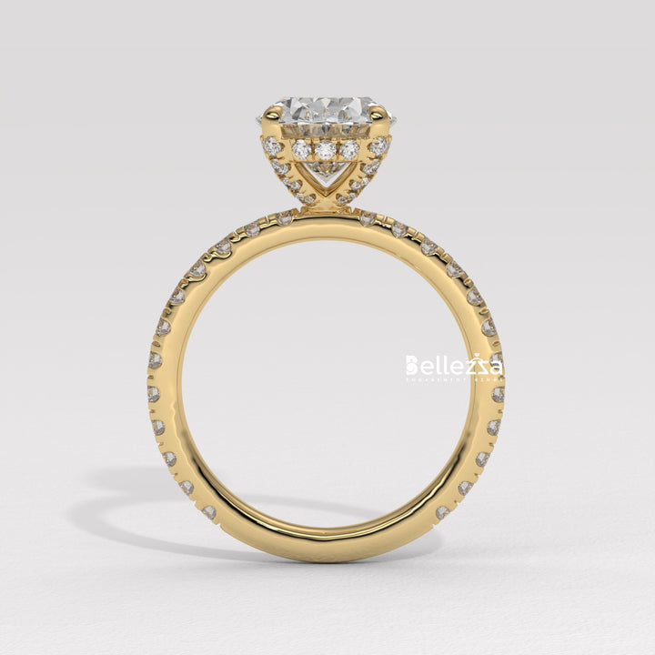 1.50-2.50CT Oval Cut CVD Diamond Pave Setting Engagement Ring