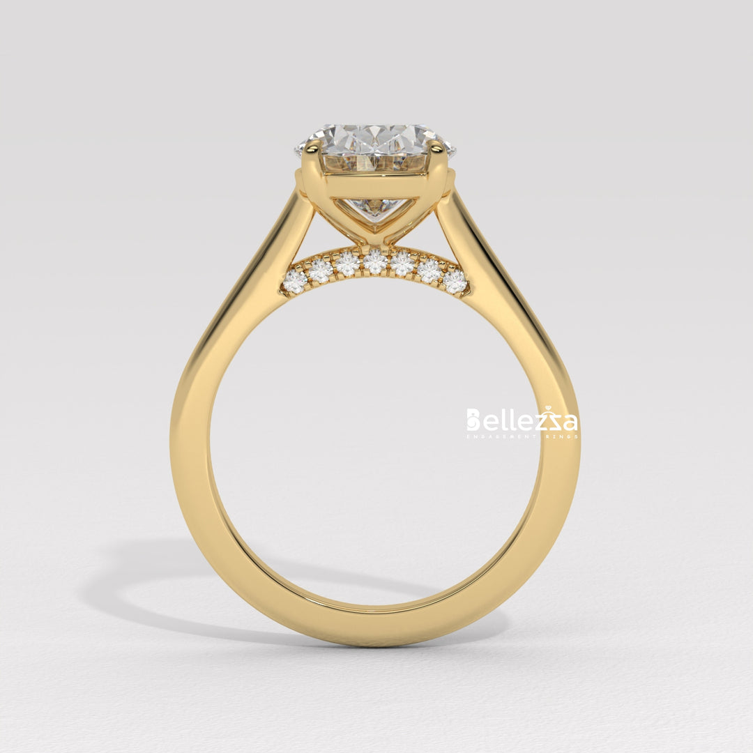 1.50-2.50CT Oval Cut CVD Diamond Hidden Diamond Engagement Ring