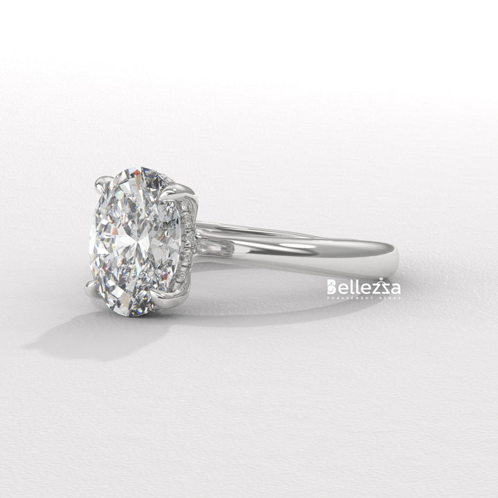 1.50-2.50CT Oval Cut Hidden Halo CVD Diamond Engagement Ring