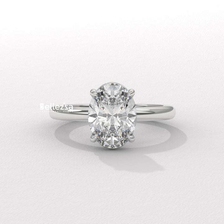 1.50-2.50CT Oval Cut Solitaire Diamond Lab Grown Engagement Ring