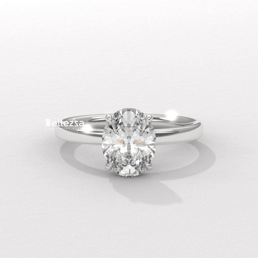 1.50-2.50CT Oval Diamond Solitaire Setting Lab Grown Engagement Ring