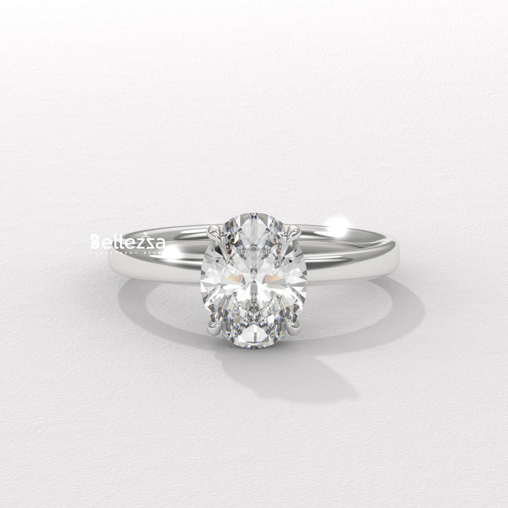 1.50-2.50CT Oval Diamond Solitaire Setting Lab Grown Engagement Ring