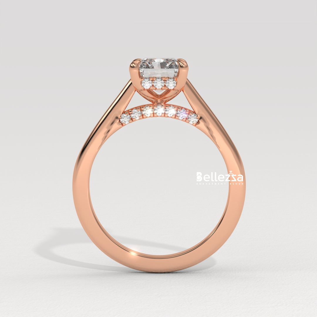 1.50-2.50CT Radiant  Cut Hidden Halo Lab Grown Engagement Ring