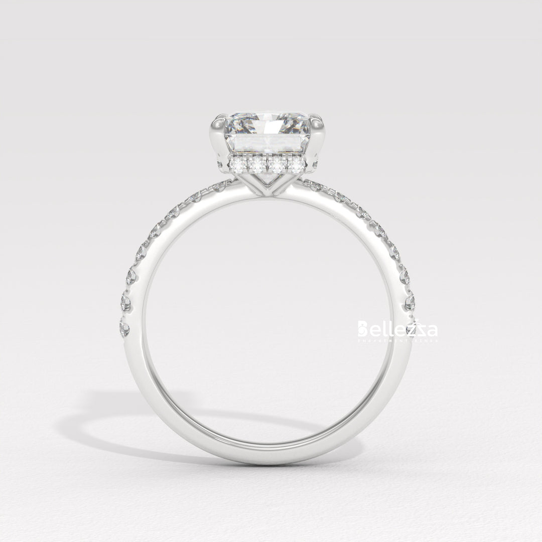 2.50-3.50 CT Radiant Diamond Pave Setting Lab Grown Engagement Ring