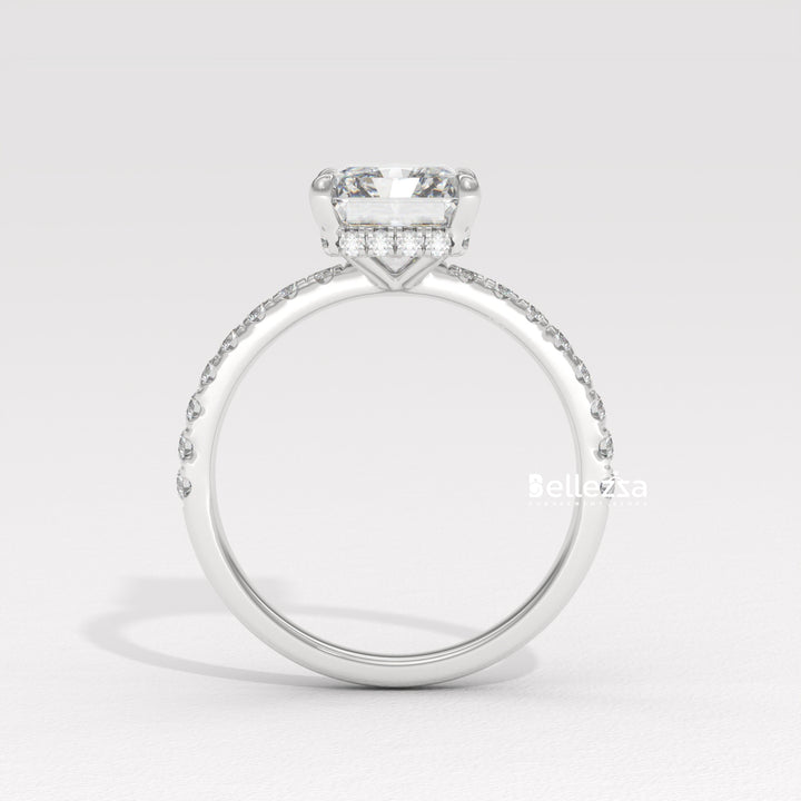 2.50-3.50 CT Radiant Diamond Pave Setting Lab Grown Engagement Ring