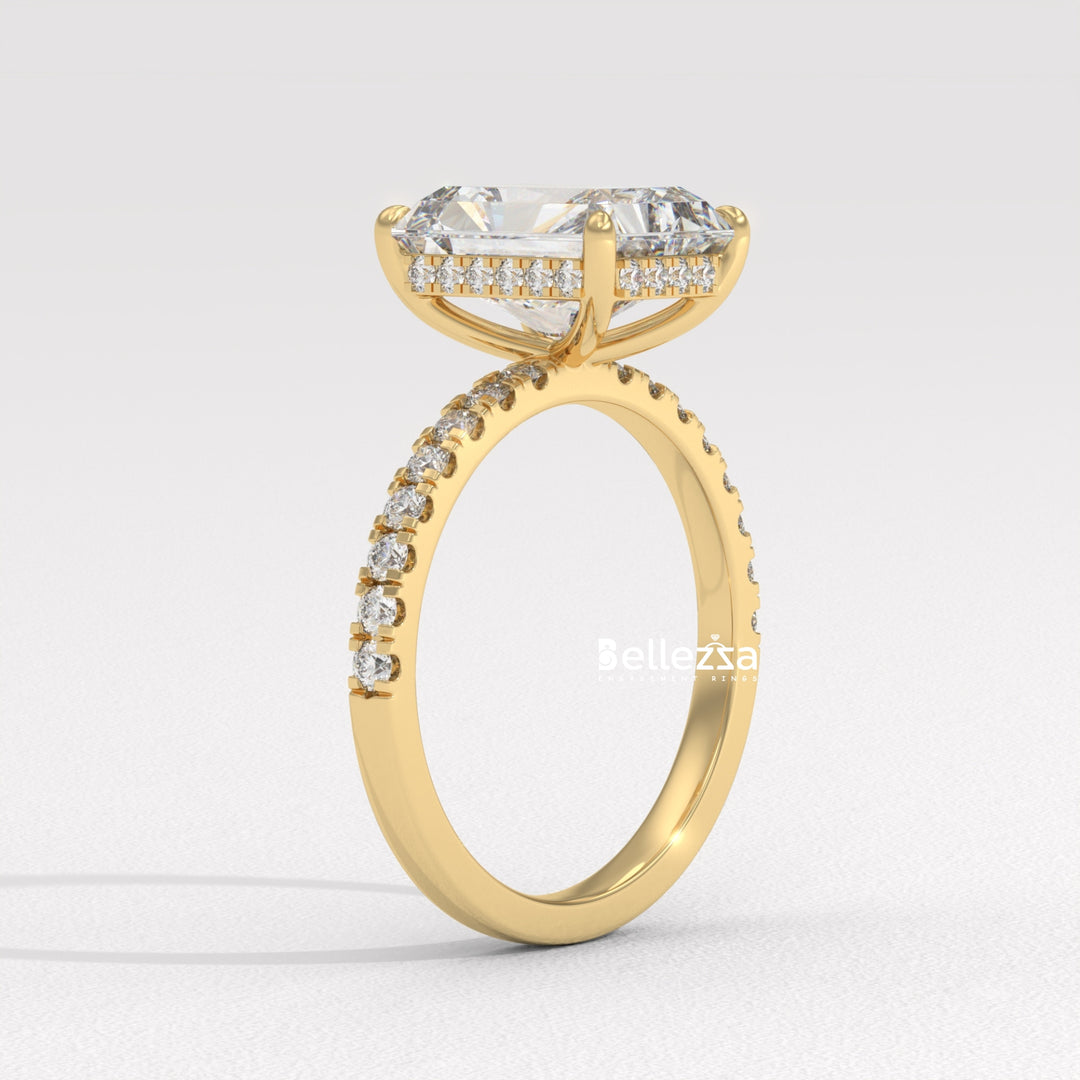 2.50-3.50CT Radiant Diamond Hidden Halo Lab Grown Engagement Ring
