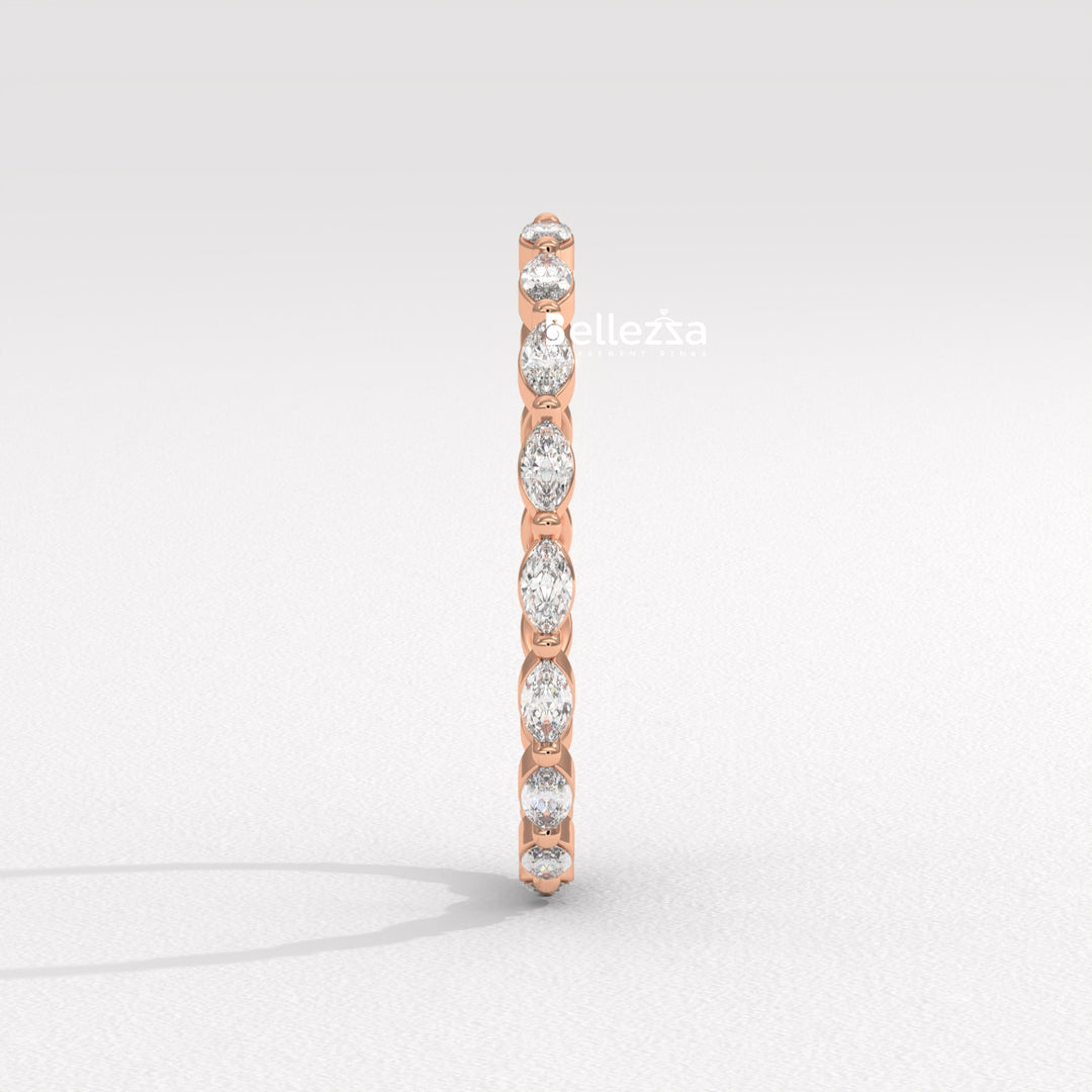 East-West Marquise Diamond Eternity Lab Grown Wedding Band