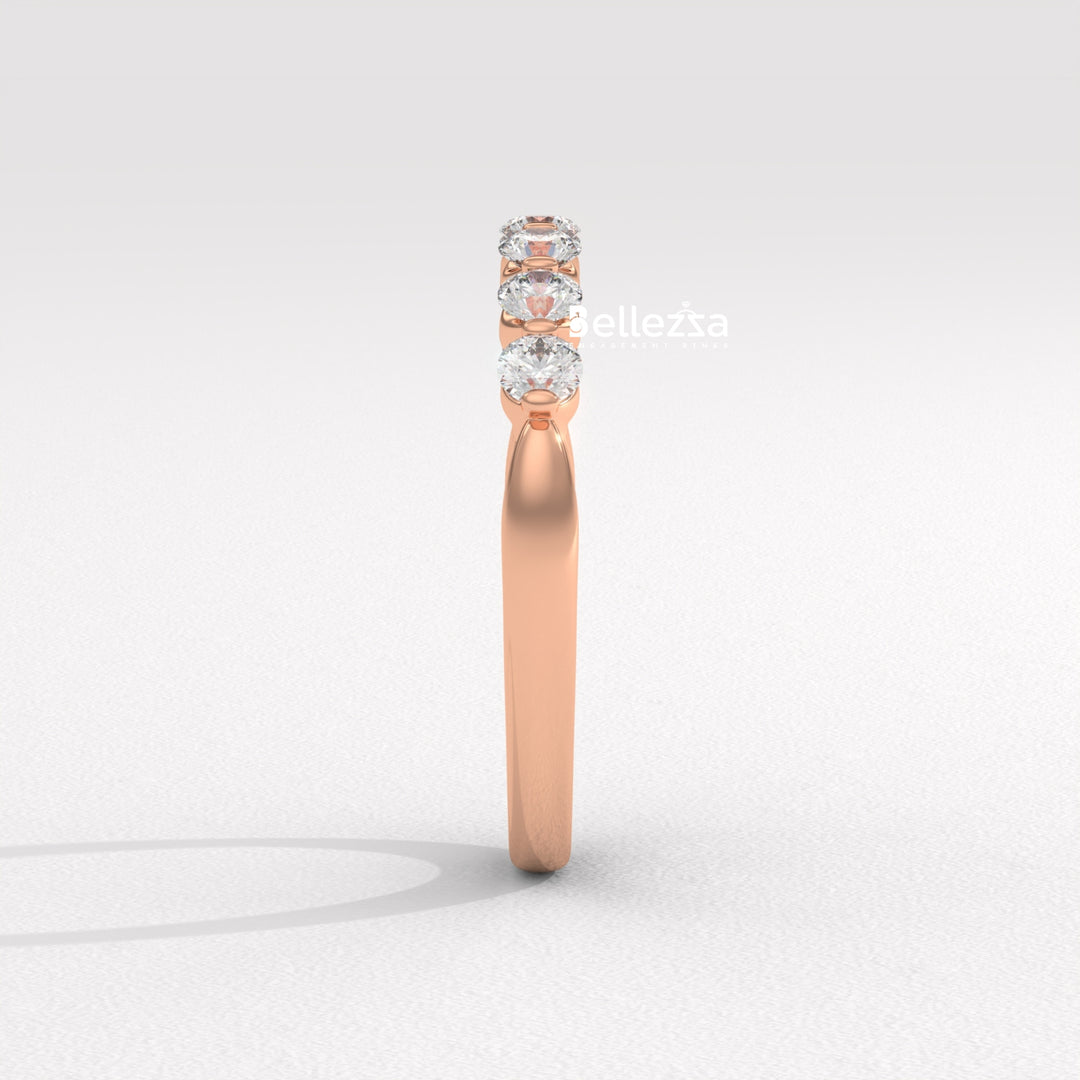 Round Diamond Half Eternity Pave Setting Lab Grown Wedding Band