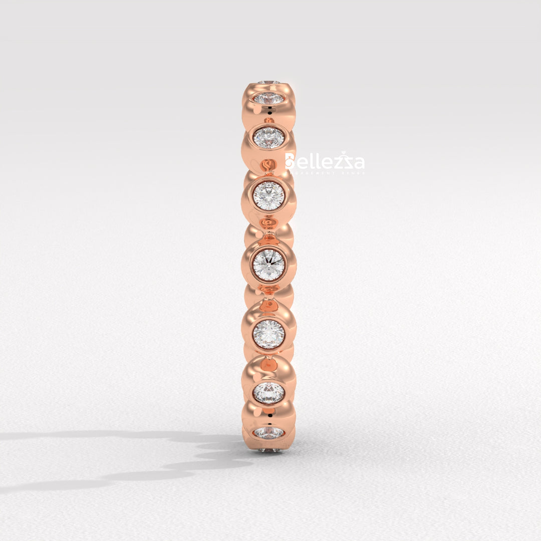 Round Diamond Bezel Setting Eternity Lab Grown Wedding Band