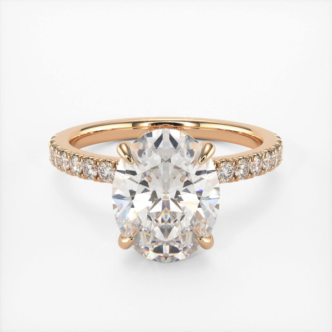 2.0CT Oval Diamond Hidden Halo Moissanite Engagement Ring