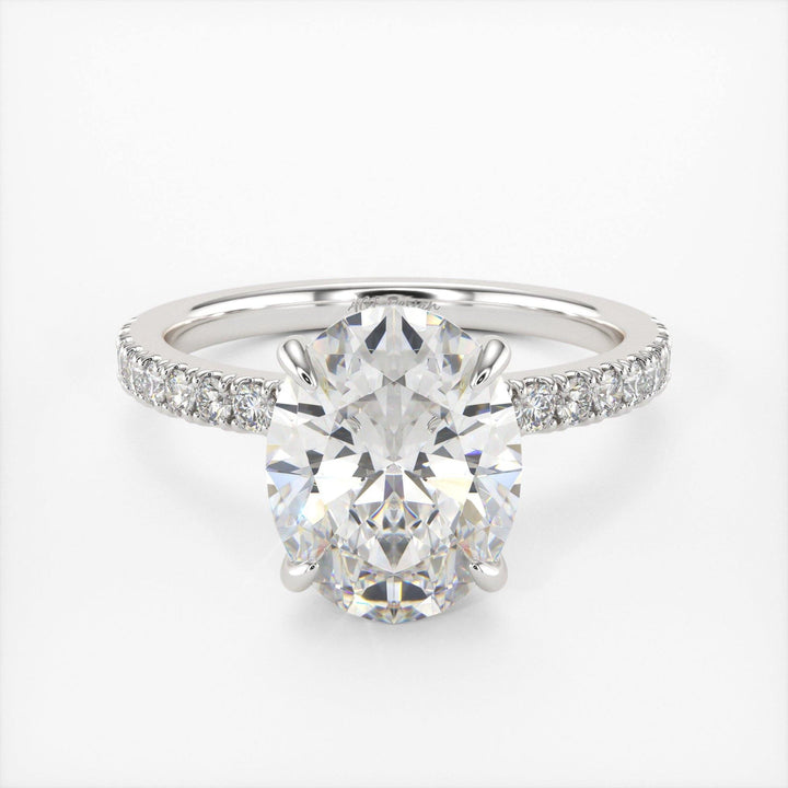 2.0CT Oval Diamond Hidden Halo Moissanite Engagement Ring