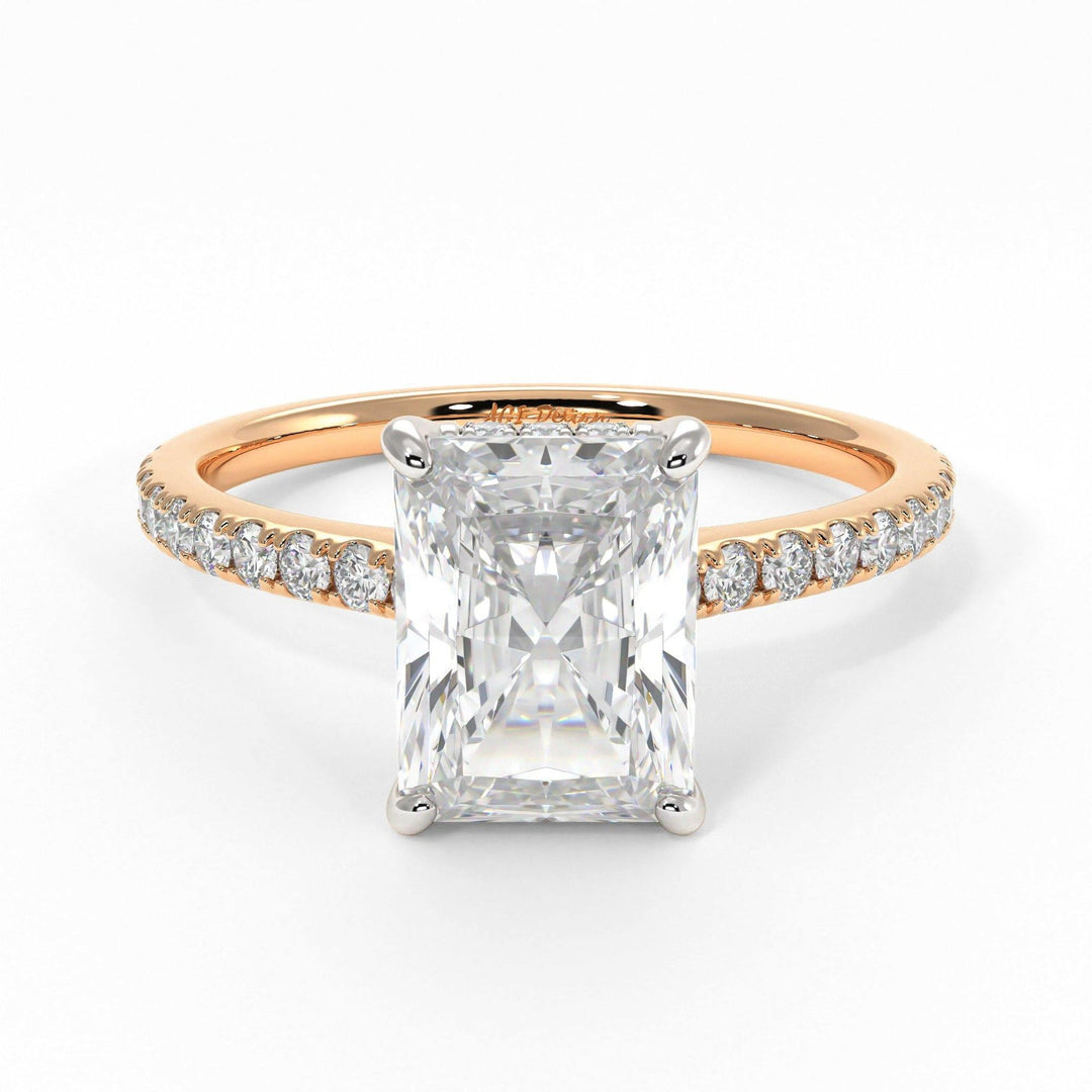 2.70ct Radiant Diamond Hidden Halo Moissanite Engagement Ring